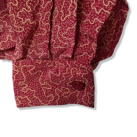 Vintage Christian Dior 12 Silk Blouse Button Back Modest Quiet Luxury Abstract - Picture 3 of 7